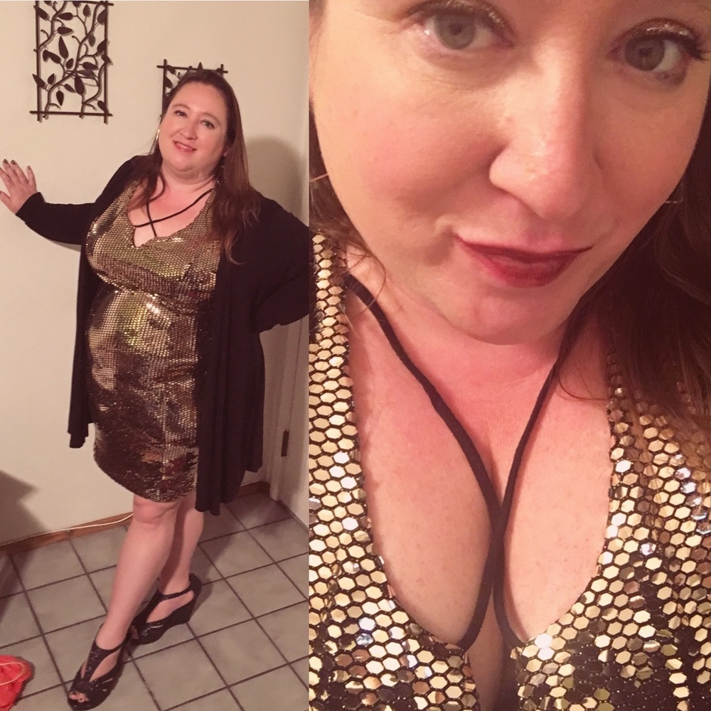 Charlotte Russe+ gold sequin dress, size 3x